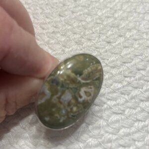 Natural RAINFOREST JASPER Handmade Sterling 925 Ring Size 5.5 #34E